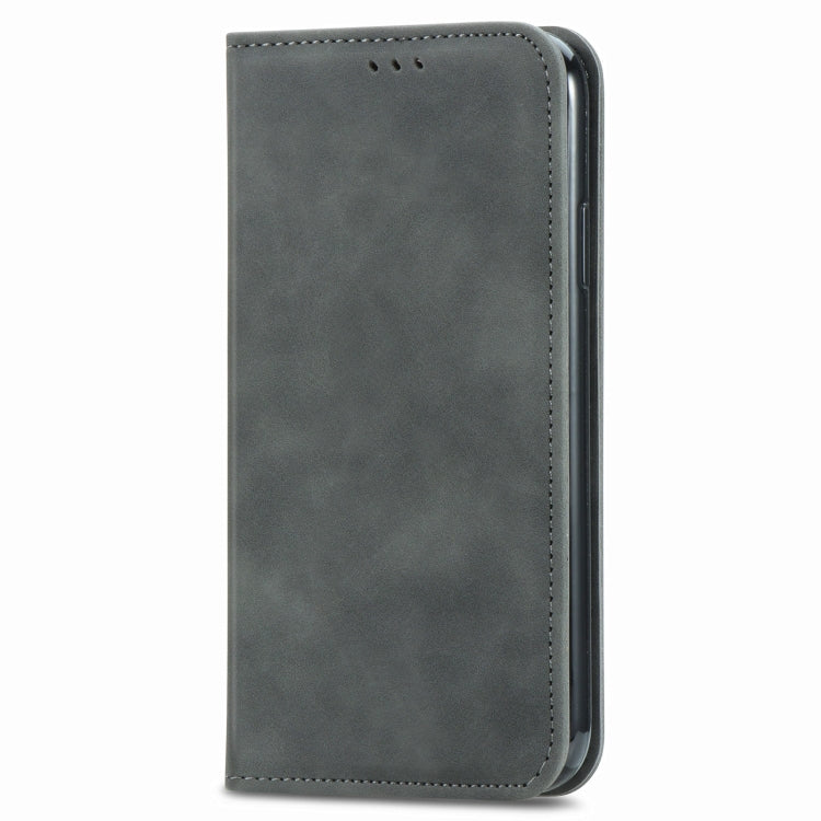 Gray leather wallet flip case with magnetic closure for Huawei P smart 2021