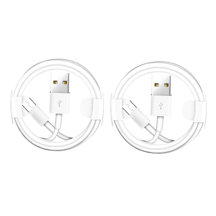 Micro USB charging cable set (2-pack) with white USB-A to Micro USB male connectors