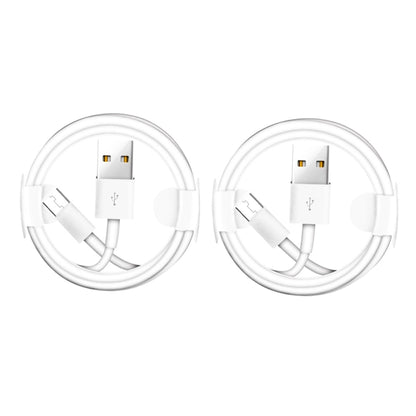 Micro USB charging cable set (2-pack) with white USB-A to Micro USB male connectors