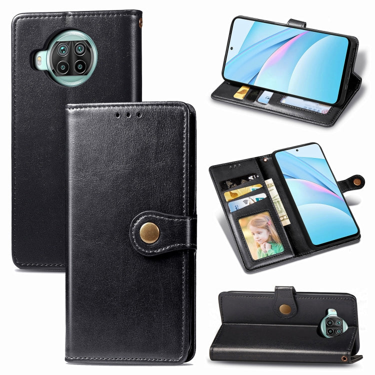 Black leather phone wallet case with card slots, photo window, and magnetic strap