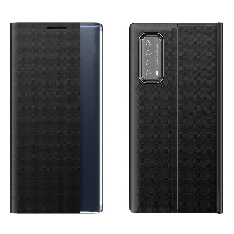 Black flip phone case with textured cover and camera cutout