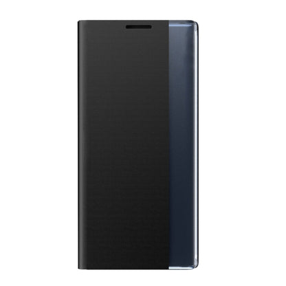 Black flip phone case with textured front panel and visible phone edges
