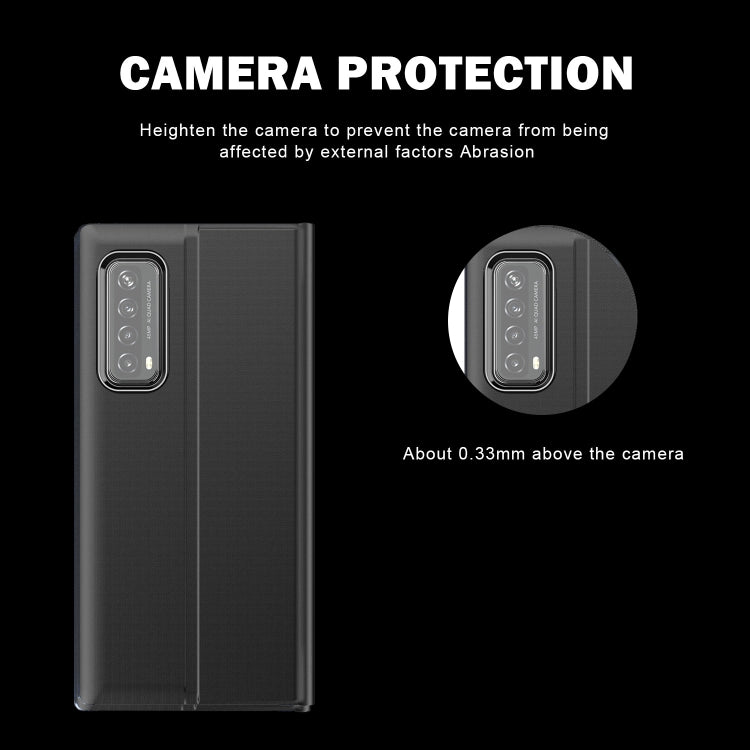 Dark gray flip phone case with camera cutout and raised camera area