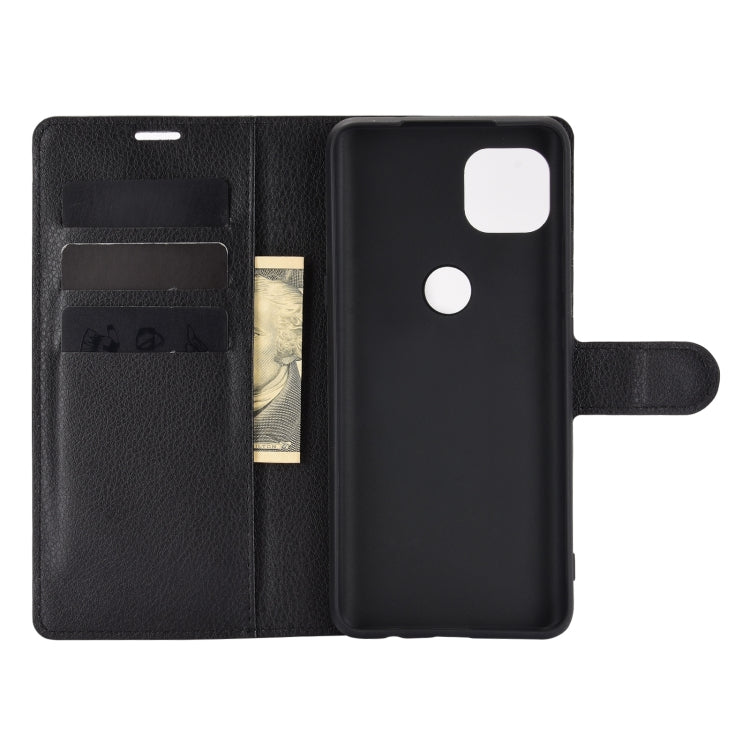 Black folio flip phone case with card slots, camera cutout, and secure strap