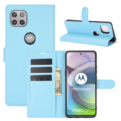 Light blue litchi texture flip wallet phone case with stand and card slots