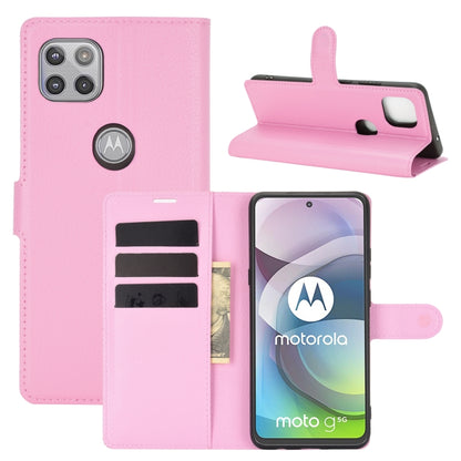 Pink litchi texture flip wallet phone case with stand and card slots