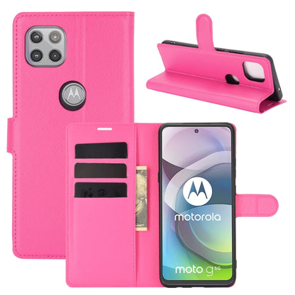 Rose pink litchi texture flip wallet phone case with stand and card slots