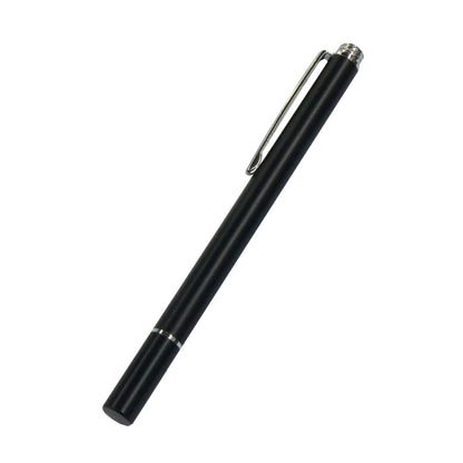 Black capacitive touch stylus pen, slim body with metal clip and pointed tip