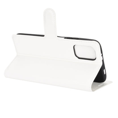 White flip protective phone case with holder stand and rounded cutout on the cover