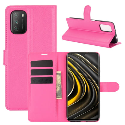 Rose pink litchi texture flip phone wallet case with card slots and stand viewing angle.