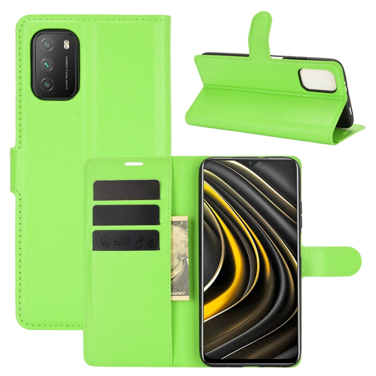 Green litchi texture flip phone wallet case with stand and card slots for secure hold.