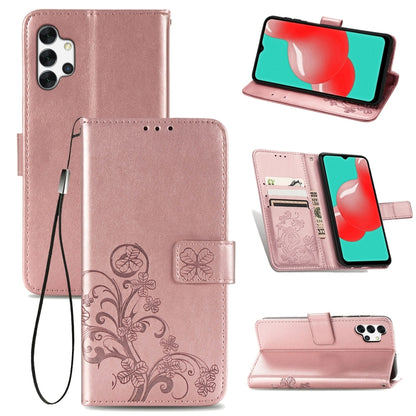 Rose gold leather phone wallet case with floral embossing and lanyard strap