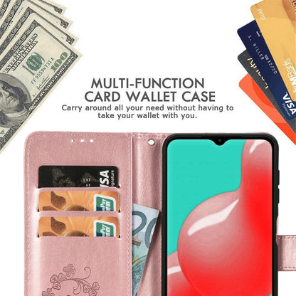 Rose gold leather wallet phone case with card slots and foldover cover