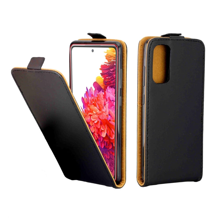 Black vertical flip phone case with card slot, front cover open, rear camera cutout