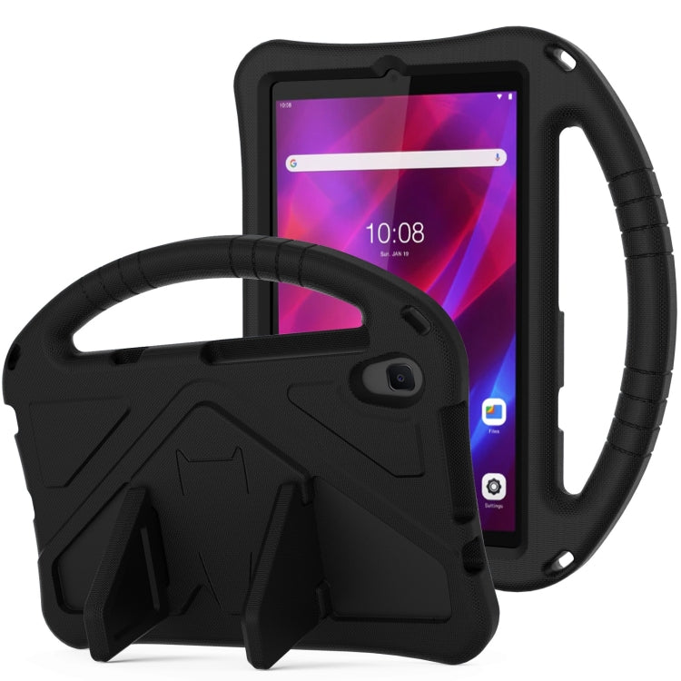 Black rugged protective tablet case shell with handle holder and front screen opening