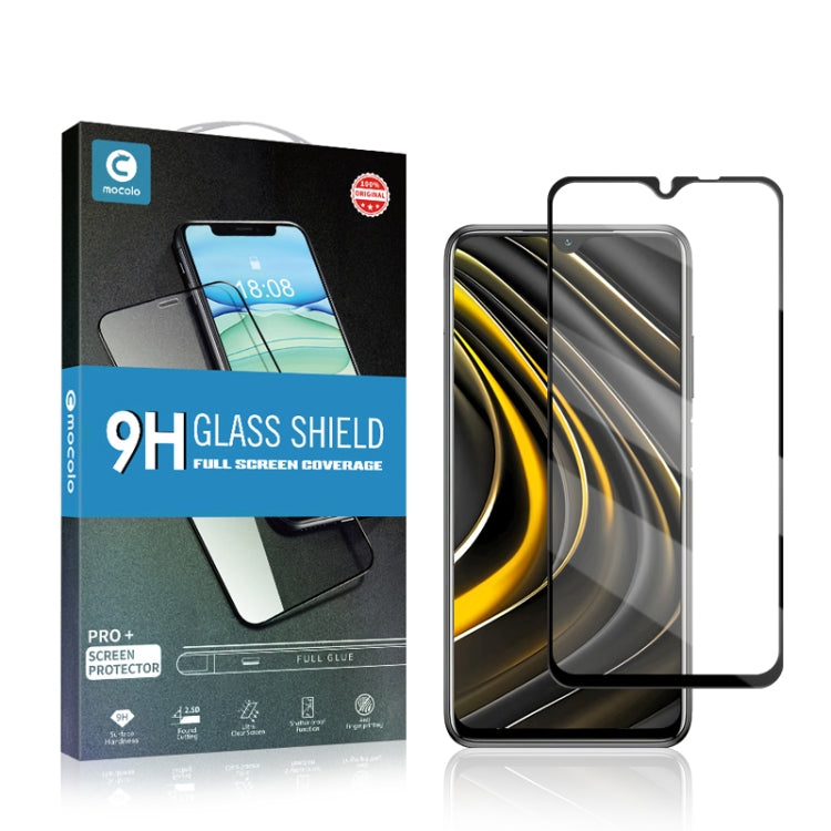 Tempered glass screen protector kit with 9H full-glue shield and package
