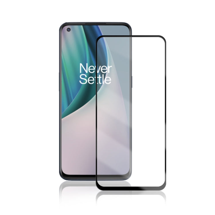 Tempered glass screen protector installed on a smartphone with full-screen coverage