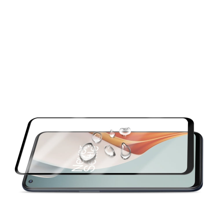Curved tempered glass screen protector for OnePlus Nord N10 5G, droplets shown for fitting
