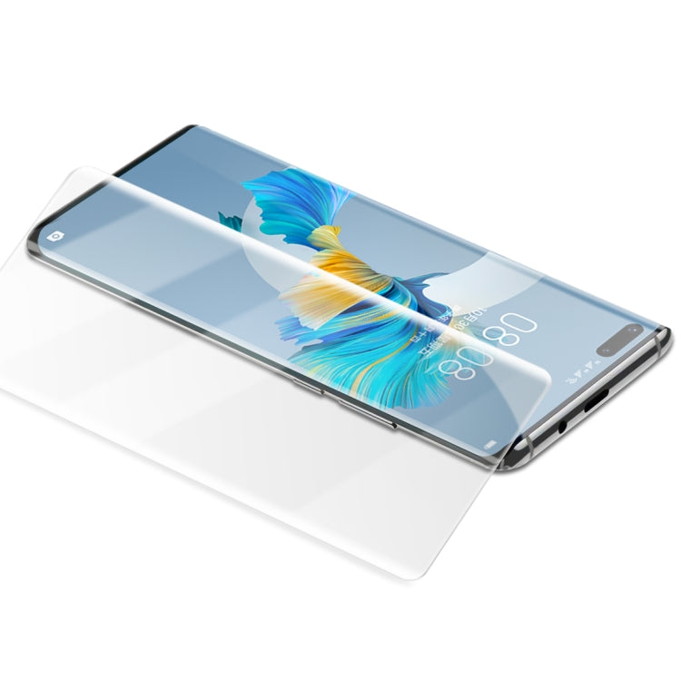 Angled view of clear full-screen tempered glass protector film for Huawei Mate 40 Pro