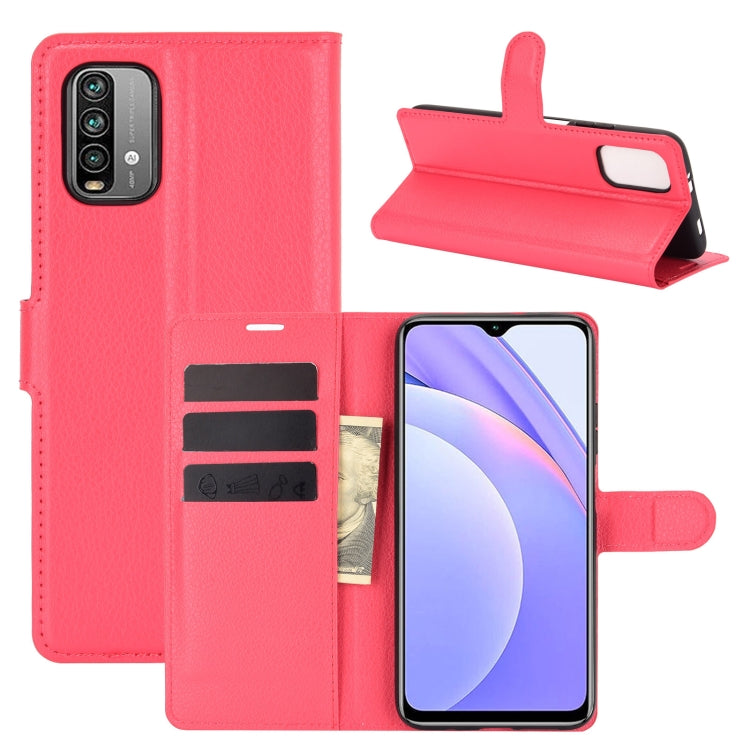 Pink-red horizontal flip phone wallet case with card slots and fold-out stand
