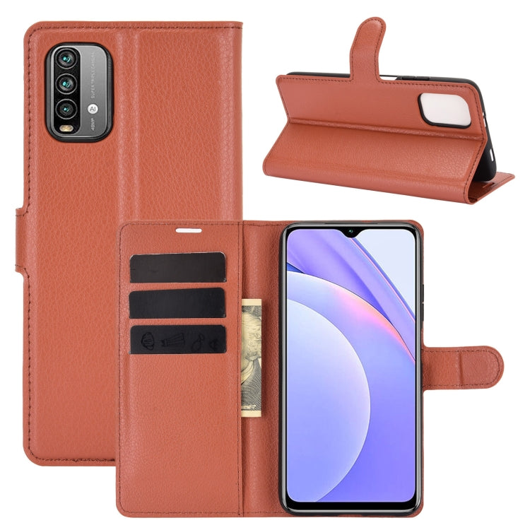 Brown horizontal flip phone wallet case with card slots and kickstand holder