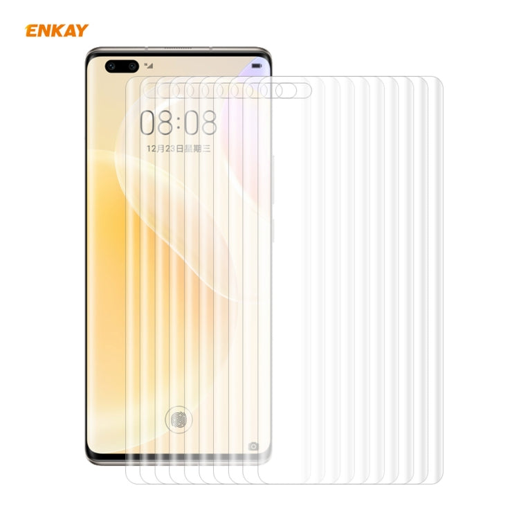 10-pack curved PET screen protectors showing multiple clear films for a gold phone
