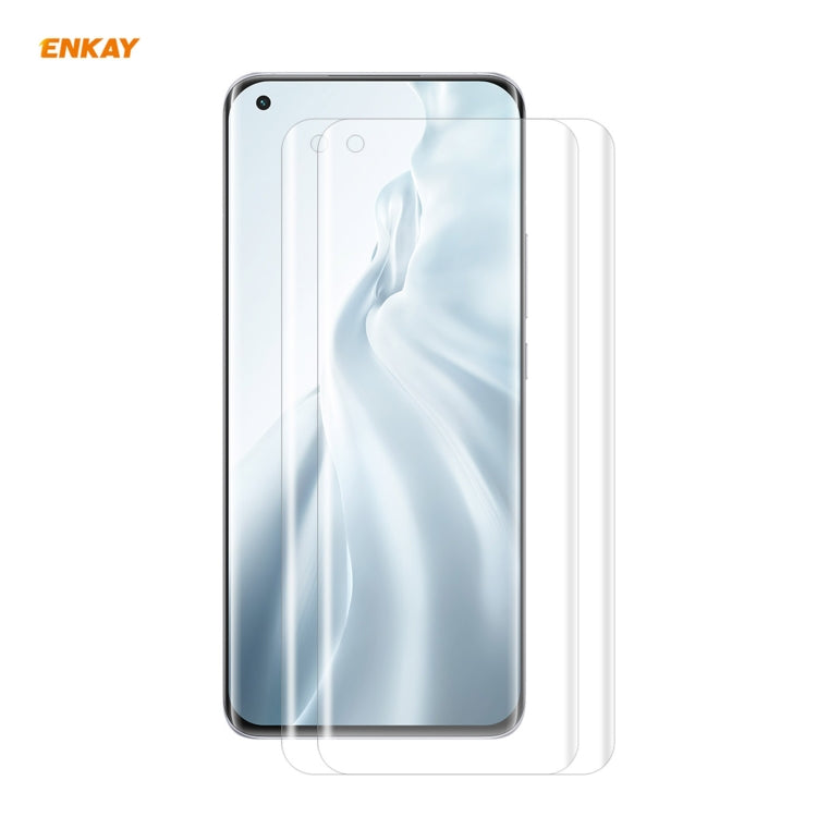 Curved PET screen protector film set for smartphone screens, shown with dual protectors
