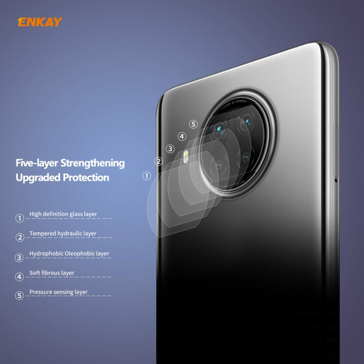 Tempered glass camera lens protector film with layered coverage overlay on rear camera