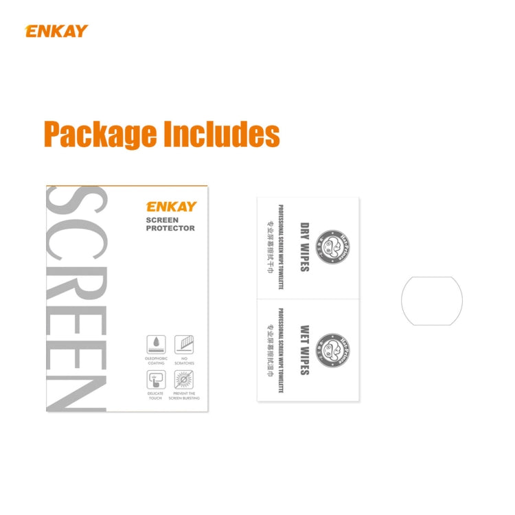 ENKAY camera lens protector packaging and included screen protector pieces