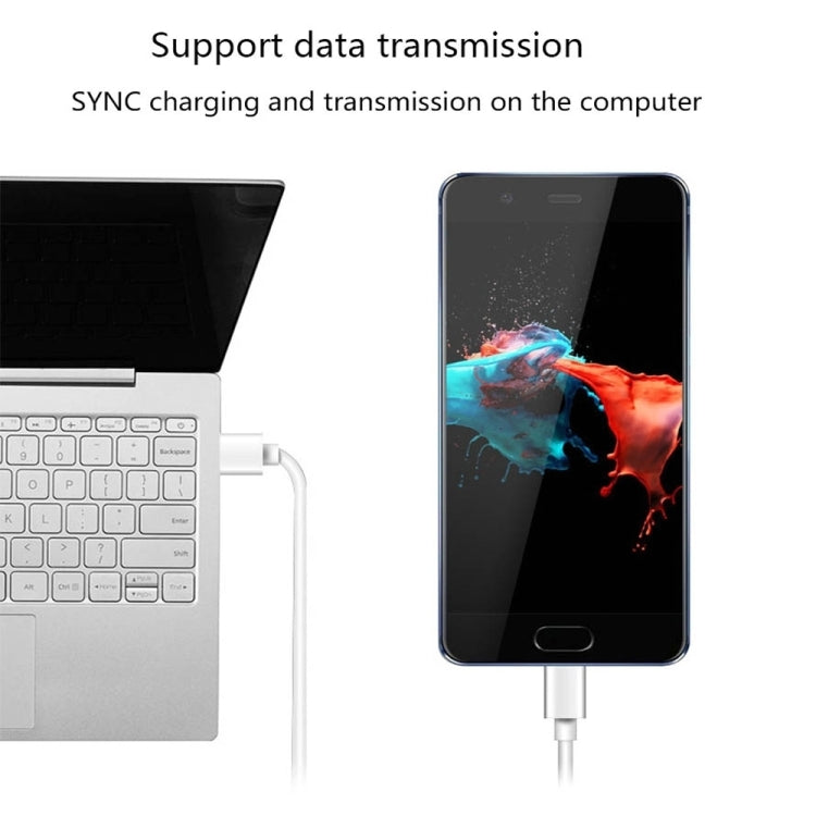 USB-A to USB-C cable for syncing and charging on a laptop and phone