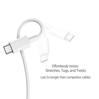 White USB-C to USB-C cable with two Type-C connectors and a looped cord