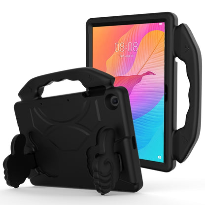 Black kids tablet protective case with handle and thumb bracket, rugged EVA