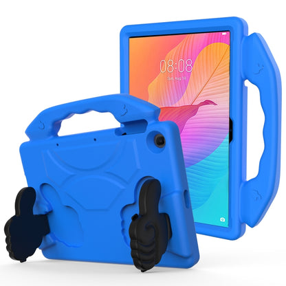 Blue kids tablet protective case with handle and thumb bracket, rugged EVA