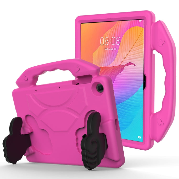 Pink kids tablet protective case with handle and thumb bracket, rugged EVA