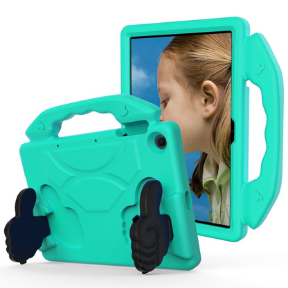 Kids tablet protective case with handle and thumb bracket, teal EVA shell