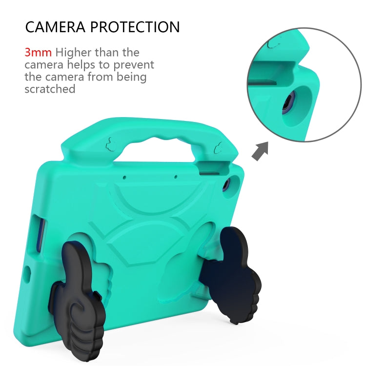 Teal kids tablet protective case with thick corners and camera cutout