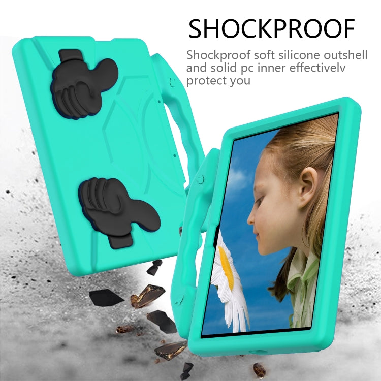 Teal kids tablet case with shockproof soft silicone outer shell