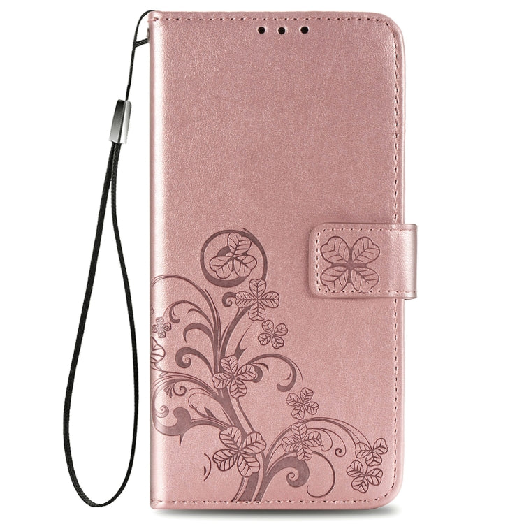 Rose gold leather wallet phone case with floral emboss and card holder tab