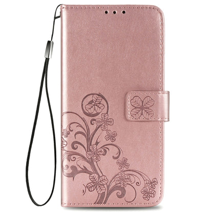 Rose gold leather wallet phone case with floral emboss and card holder tab