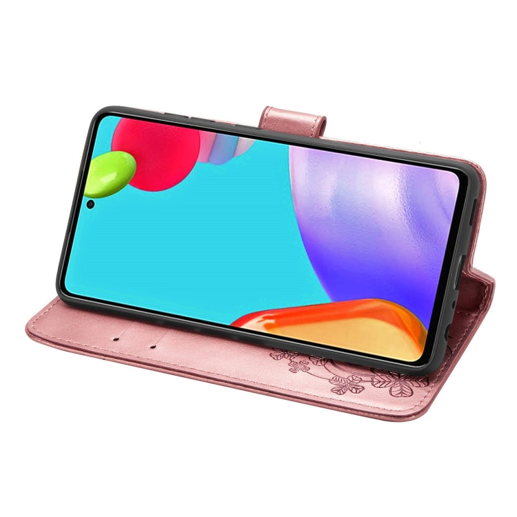 Rose gold leather folio phone case with floral emboss and viewing stand