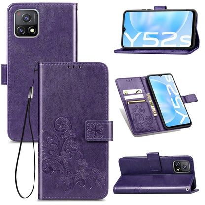 Four-leaf Clasp Embossed Buckle Mobile Phone Protection Leather Case with Lanyard & Card Slot & Wallet & Bracket Function, For Xiaomi Mi 11, For Nokia 5.4, For Xiaomi Redmi Note 9 5G, For vivo Y52s, For OPPO Reno5, For Huawei  Nova 8