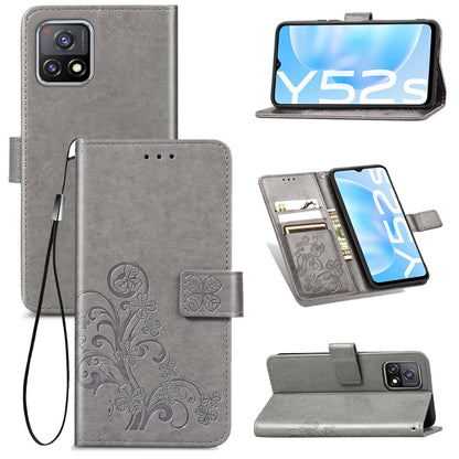 Four-leaf Clasp Embossed Buckle Mobile Phone Protection Leather Case with Lanyard & Card Slot & Wallet & Bracket Function, For Xiaomi Mi 11, For Nokia 5.4, For Xiaomi Redmi Note 9 5G, For vivo Y52s, For OPPO Reno5, For Huawei  Nova 8