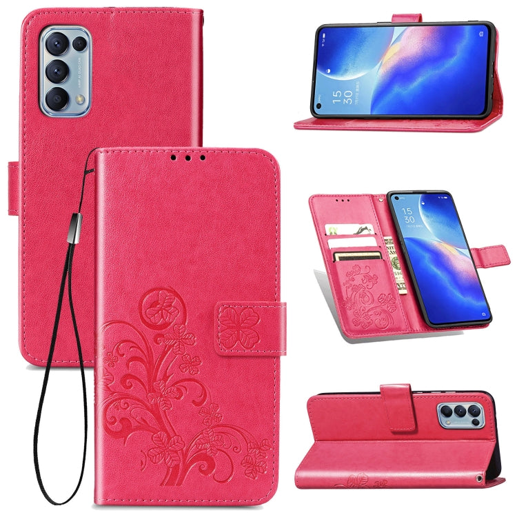Four-leaf Clasp Embossed Buckle Mobile Phone Protection Leather Case with Lanyard & Card Slot & Wallet & Bracket Function, For Xiaomi Mi 11, For Nokia 5.4, For Xiaomi Redmi Note 9 5G, For vivo Y52s, For OPPO Reno5, For Huawei  Nova 8