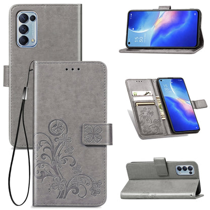 Four-leaf Clasp Embossed Buckle Mobile Phone Protection Leather Case with Lanyard & Card Slot & Wallet & Bracket Function, For Xiaomi Mi 11, For Nokia 5.4, For Xiaomi Redmi Note 9 5G, For vivo Y52s, For OPPO Reno5, For Huawei  Nova 8