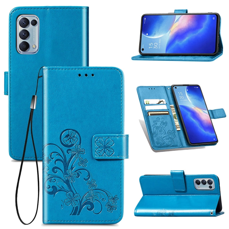 Four-leaf Clasp Embossed Buckle Mobile Phone Protection Leather Case with Lanyard & Card Slot & Wallet & Bracket Function, For Xiaomi Mi 11, For Nokia 5.4, For Xiaomi Redmi Note 9 5G, For vivo Y52s, For OPPO Reno5, For Huawei  Nova 8