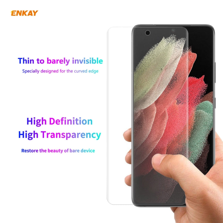 Thin transparent curved PET screen protector for Samsung Galaxy S21 Ultra 5G with hand