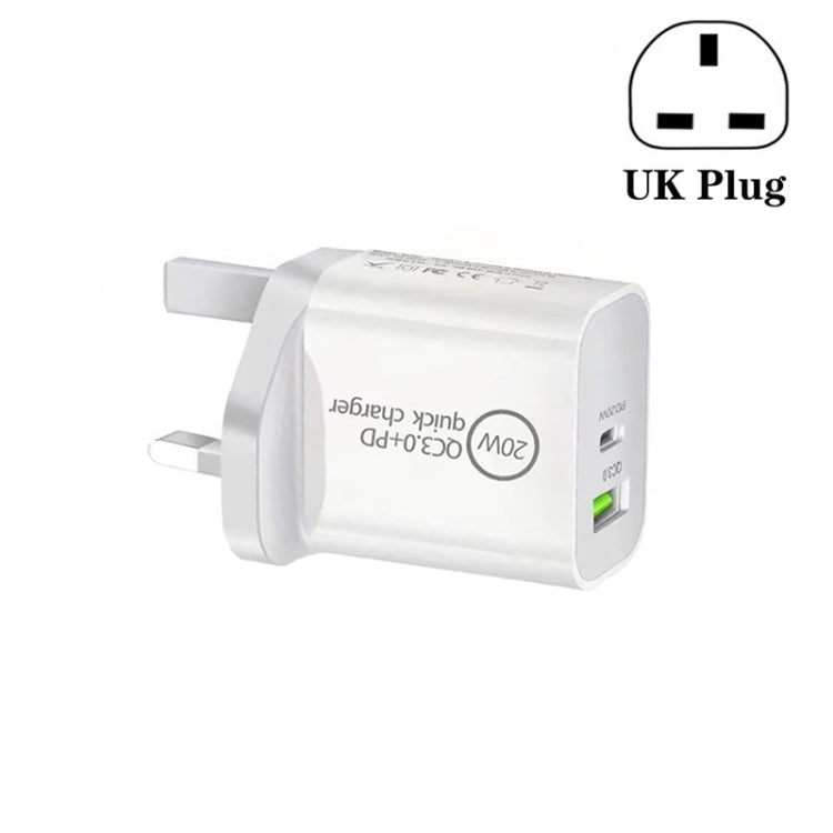 White UK plug dual USB fast charging travel charger, compact wall plug design
