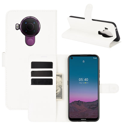 White litchi-texture flip wallet phone case with card slots and stand cover