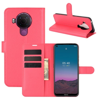 Pink litchi-texture flip wallet phone case with card slots and stand cover