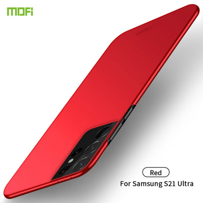 MOFI frosted hard phone case, red, with camera cutout for S21 Ultra